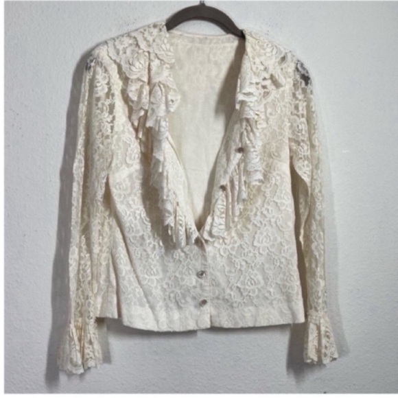 Vintage Lace Top Tops - Vintage Ruffle lace blouse